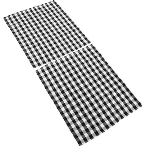 pices Rideaux Courts Carreaux Buffalo Plaid Noir et Blanc (1/5)