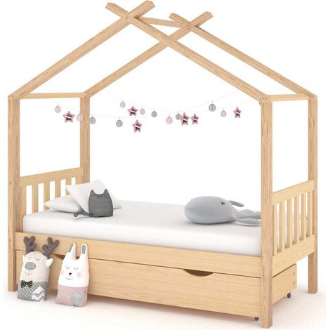Kinderbett mit Schublade Massivholz Kiefer 80x160 cm