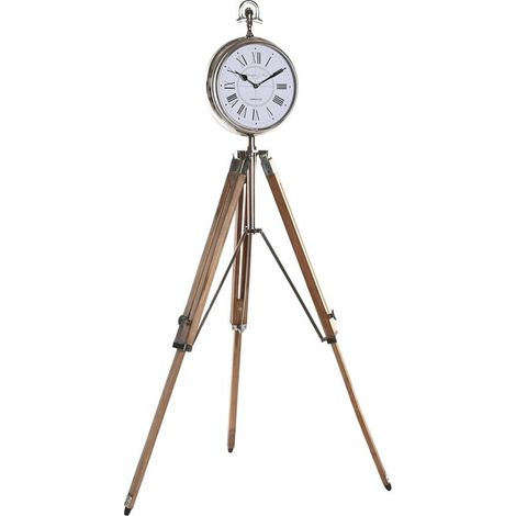 Horloge à poser design bois et aluminium élégante - Argenté bois naturel (1/5)