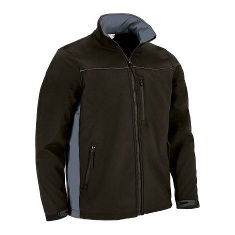 Chaqueta softshell bicolor 3 bolsillos con interior polar combinado, colores vivos THUNDER M Negro/Gris cemento