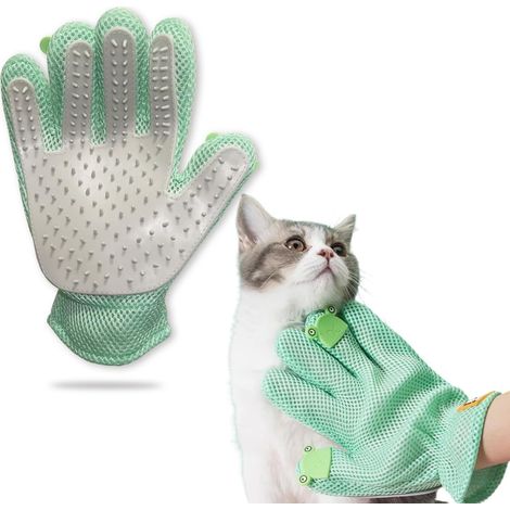 Tierpflegehandschuhe – Weiche Handschuhe zur Fellentfernung bei Katzen und Hunden – Hocheffiziente Massage- und Fellentfernungshandschuhe – Verbessertes Fünf-Finger-Design, geeignet für langes und kur