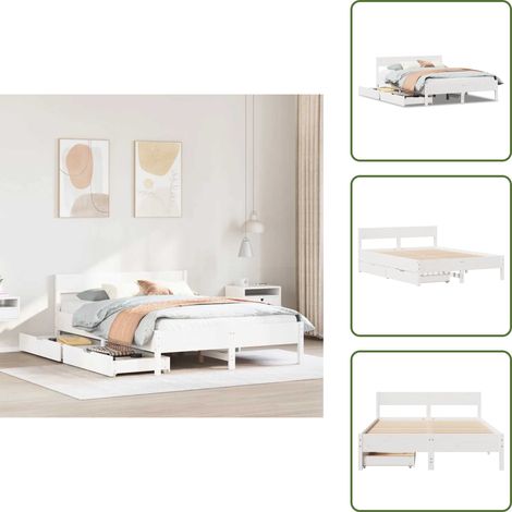 Letto con ruote - vidaXL Letto senza Materasso Bianco 150x200 cm Legno Massello di Pino - Letto in legno