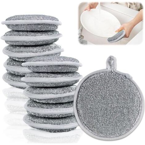 BUNTHAUS 10Pcs Chiffons à Vaisselle en fil d'Acier Multi Usages, Éponge À Vaisselle de Cuisine pour Humide et Sec, épais à Double Couche Microfibre Anti Rayures Réutilisables, Pour Cuisine Vaisselle (1/5)