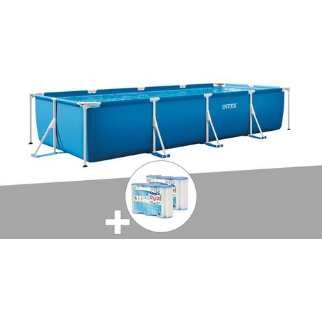 Intex – Piscine tubulaire rectangulaire 4,50 x 2,20 x 0,84 m – Liner triple épaisseur – Montage rapide en 30 min – Filtration à cartouche incluse