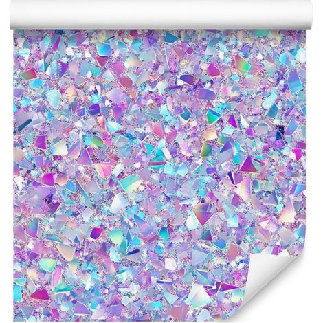Papier peint à paillettes irisées bleu et lavande 50x1000 cm (1/5)