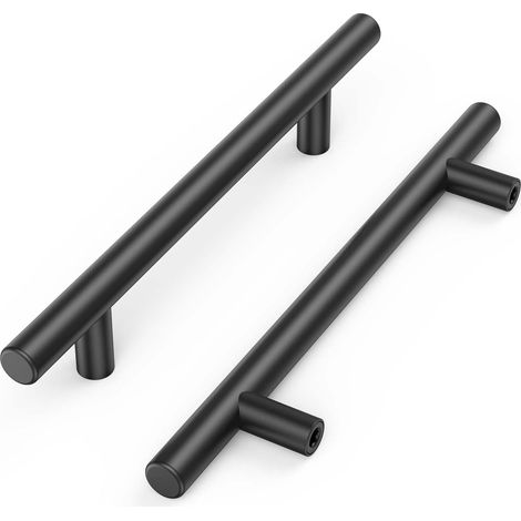 LaBlanc – 15 schwarze Küchengriffe, gebürstete hohle Schrankgriffe, Türgriffe aus Edelstahl, mit Schrauben, Bohrabstand 128 mm, für Schubladenschrank (200 mm)