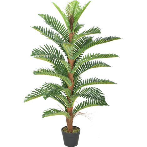 Palmier Artificiel 24 Feuilles PEVA 120 cm avec Pot Plastique Vert