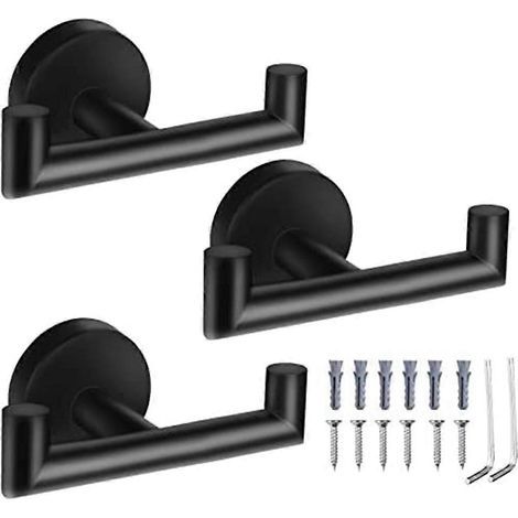 Double crochet porte-serviettes mural noir pour salle de bain, crochet pour peignoir, double crochet porte-serviettes pour cuisine et salle de bain (1/5)
