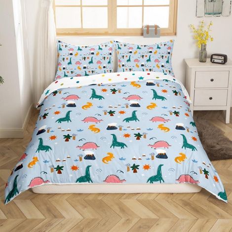 Bettwäsche-Set 155x220cm mit Dinosaurier-Motiv, 1 Kissenbezug 80x80cm, Mikrofaser
