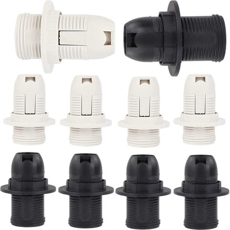 10 supports noir et blanc douilles E14 en plastique pour ampoules Edison avec bague de rechange (1/5)
