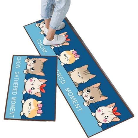 Lot de 2 Tapis de Cuisine Antidérapants - Décoratifs et Absorbants, Doux pour le Sol - Pour Salon, Chambre ou Passage (1/4)