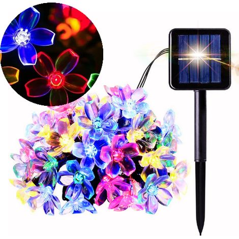 Guirnalda de luces solares para jardín, resistente al agua, con flores multicolores. (1/5)