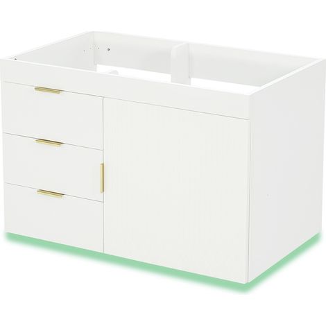 Mobile bagno sospeso 76 cm con lavabo ceramico, LED via app, MDF bianco HOMVRA (1/5)