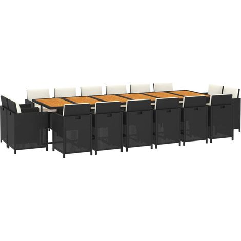 Garden Dining Set  Black  PE Rattan  Large  Foldable vidaXL (1/4)