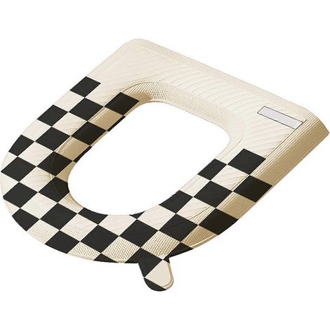 Protège-siège de toilette imperméable à carreaux, lavable et rembourré, plus épais et chauffant. (1/4)