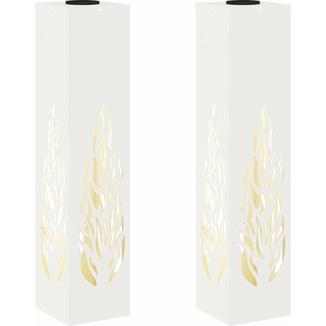 Set di 2 luci segnapassi LED solari design moderno 18 x 18 x 80 cm in acciaio laminato a freddo bianco 020052616