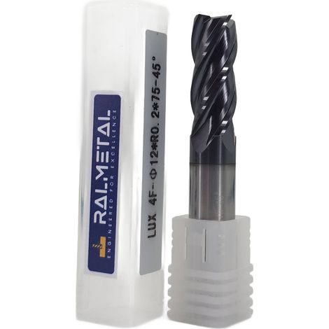 Fresa radiale in metallo duro integrale Fi 12 x R 0,2 x 75 mm 45 HRC (1/4)