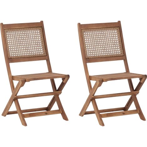 Lot de 2 Chaises de Jardin en Bois d'Acacia Certifié Pliables Extérieur Bois Clair Paraggi (1/5)