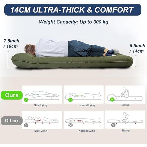Camping Double Mattress 14 cm Thick with Foot Pump (1/4)