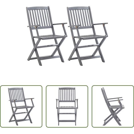 Akazienholz - Klappbare Gartenstühle 2 Stk. Massivholz Akazie (1/5)