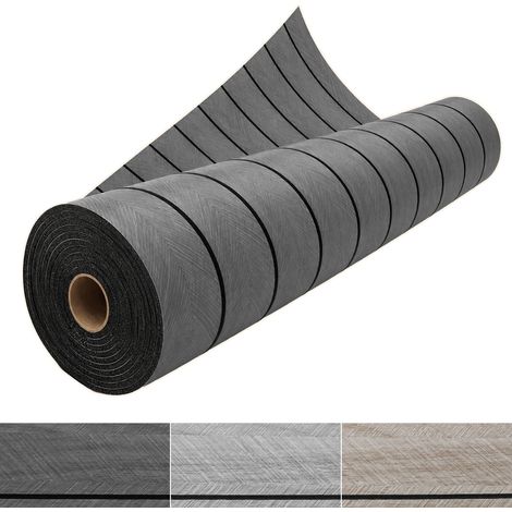 Jiubiaz Panneau mural 3D autocollant effet bois, 60 x 300 cm, revêtement mural PVC effet tasseaux, Gris foncé (1/5)