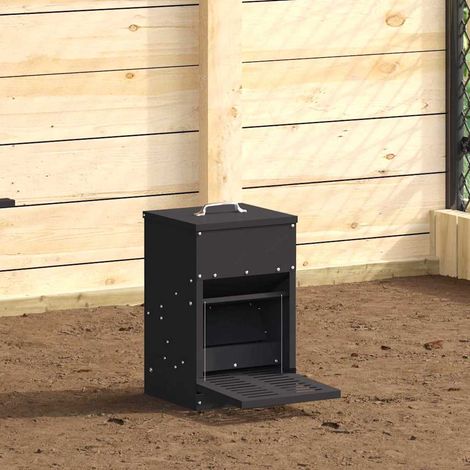Hühnertretfeeder Schwarz 25 x 42 x 40 cm Kaltgewalzter Stahl