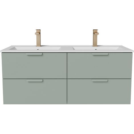 Mobile bagno sospeso con lavabo da incasso e rubinetto Verde acqua L 120 cm - AVORELI (1/4)