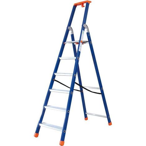 Escabeau anodisé 7 marches - Hauteur max. de travail 3.39m - Q50/7P