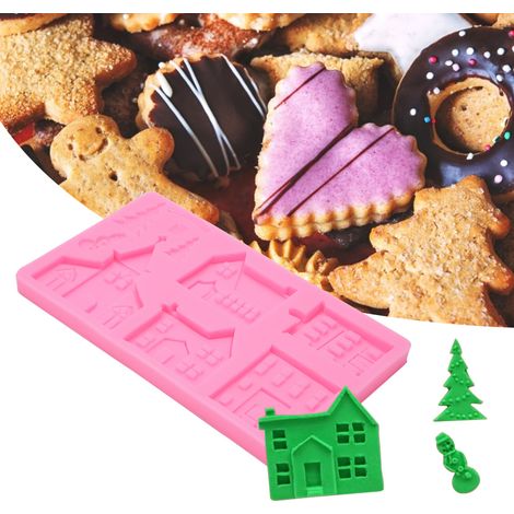 Moule en silicone pour sapin de Noël en forme de château à faire soi-même, moule à gâteau en chocolat décoratif en pâte à modeler, fournitures de cuisine, rose (1/5)