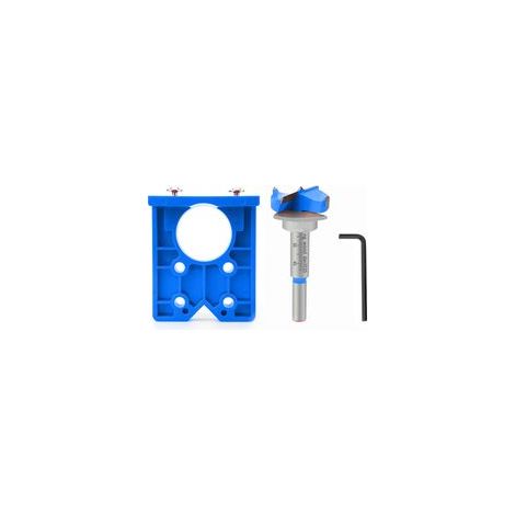 Adaptateur de rail de guidage pour le travail du bois, outil de perçage pour charnières de 35 mm, gabarit de perçage professionnel pour charnières de 35 mm, tableau des trous de finition, bleu (1/5)