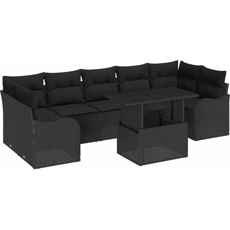 Maison Exclusive - Conjunto de sofá de jardín 8 pcs Negro Rattan