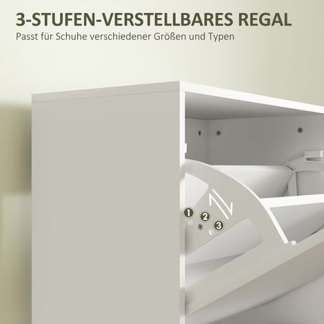 Placard à chaussures, 3 tiroirs, capacité jusqu'à 12 paires, panneaux de particules, blanc (1/5)