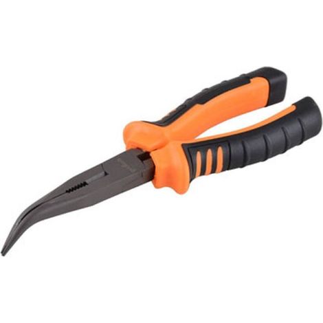 TrAdE Shop Traesio - Pinza Becco Lungo Curvo 8" In Acciaio Pinze Becchi Lunghi Curvi Zigrinati 91512 -