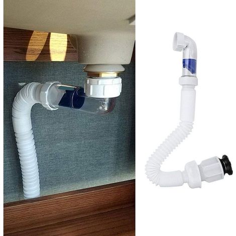 Tuyau vidange évier flexible – anti-odeur – extensible – universel – installation rapide – cuisine / lavabo – S tube (1/5)