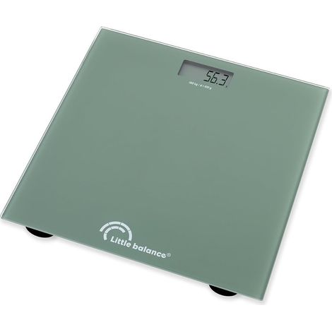 Balance Pèse-personne Electronique, Démarrage automatique, Affichage LCD, 4 capteurs Haute précision, Extra-plat, Verre Trempé, 180 kg/ 100 g, Vert Cactus (1/5)