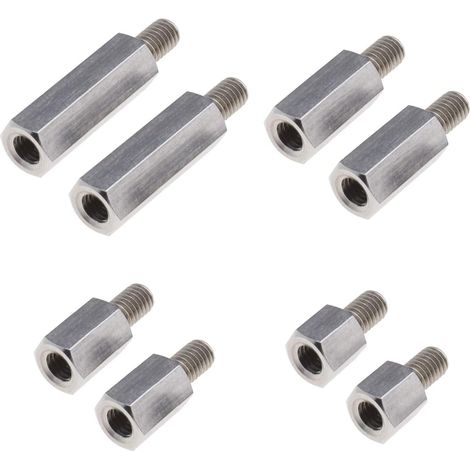8pcs Entretoises Hexagonales à Tête Simple Filetage Mâle à Femelle 10mm 15mm 20mm 30mm M6xM6 pour PCB Attaches Accessoires de Matériel (1/5)