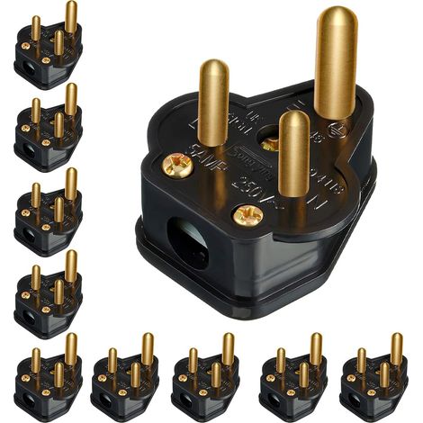 Lot de fiches rondes A à broches pour lampe domestique 10 5 3 noir (1/4)