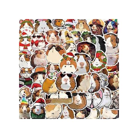 50 Cartoon-Meerschweinchen-Aufkleber und PVC-Aufkleber lustige Dekoration.