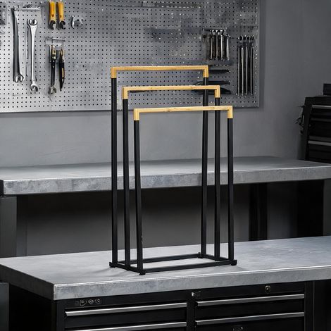 Porte-serviettes noir en acier 45 x 22,5 x 86 cm (1/5)
