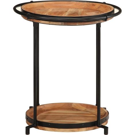Table d'appoint,Table basse,Table de Salon Ø55x60 cm bois massif d'acacia CFW25041 (1/5)