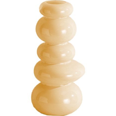 Luxuriöse Designvase aus cremefarbenem und orangefarbenem Naturstein, minimalistisches Dekor für das Wohnzimmer, Blumen- und Baummotiv (1 Stück) – Exklusiv bei ManoMano France (1/5)