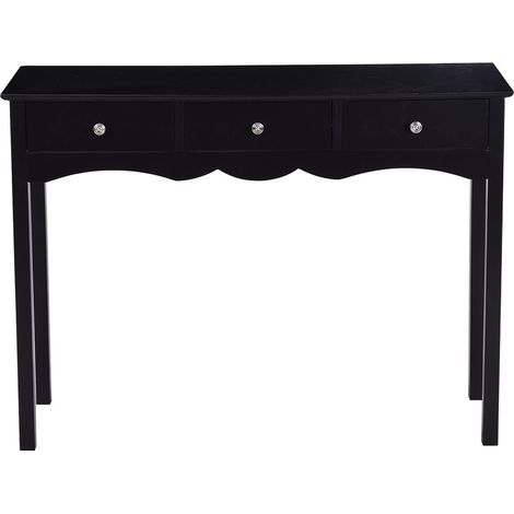 COSTWAY Mesa Consola Escritorio con 3 Cajones Mesa Multifunción en MDF Mesa de Ordenador (Negro) (1/5)