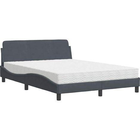 Maison Exclusive - Letto con Materasso Dover Grigio Scuro 120x200 cm in Velluto (1/5)