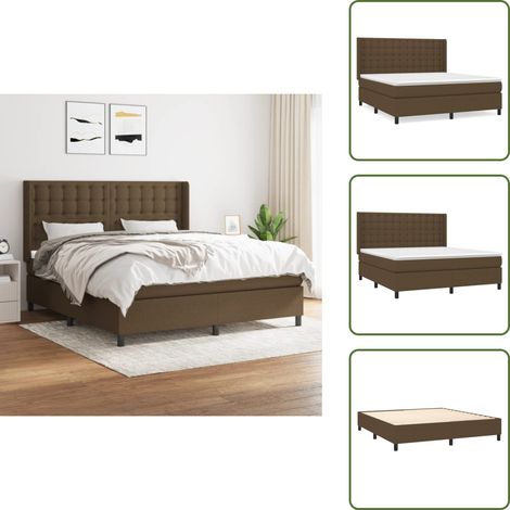 Stoffbett - vidaXL Boxspringbett mit Matratze Dunkelbraun 160x200 cm Stoff - Taschenfederkern (1/5)