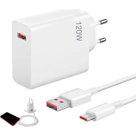 Chargeur 120W Compatible avec Xiaomi, Câble USB-C Inclus, 1 m, Charge Rapide (1/5)