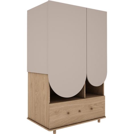 Armadio 2 ante 1 cassetto Bloom beige e marrone 177cm