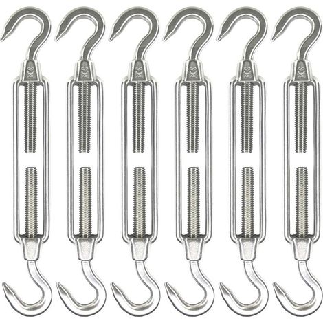 Set mit 6 M6-Klettverschlüssen aus Edelstahl, Sonnensegel-Befestigungsmaterial, robuste Metallkabelspanner, rostfrei, C-zu-C-Spannvorrichtungen