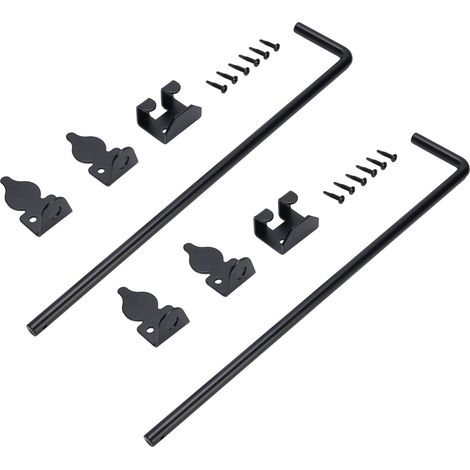 Lot de 2 verrous de portail en bois, tige de verrouillage de 45,7 cm (18 po), quincaillerie robuste, loquet de sol, butée métallique, goupille de portail en fer (1/5)