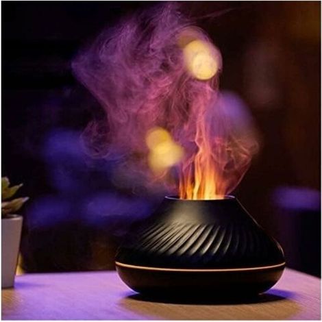 Diffuseur d'huiles essentielles humidificateur 130ml – 7 couleurs de flamme – Ultra silencieux 25dB – Arrêt automatique sans eau (1/4)