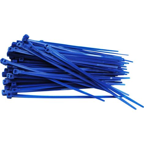 Lot de 100 serre-câbles bleus - 100 mm x 2,5 mm - Force de traction : 8,1 kg (1/5)